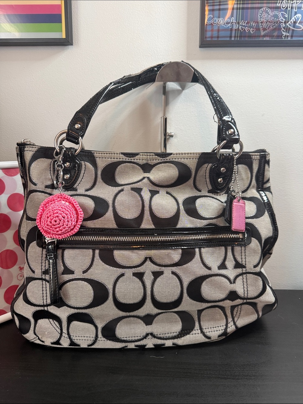 Coach Poppy Signature Metallic Hallie Tote - Picture 3 of 17